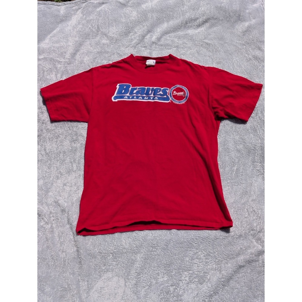 Vintage Atlanta Braves 2007 Baseball Men's M Red T- Shirt Retro Y2K